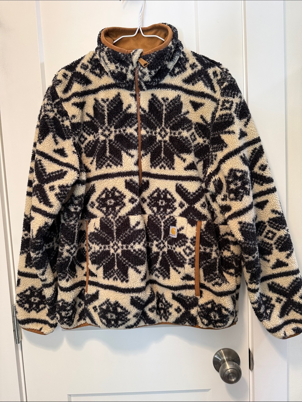 Carhartt Women's Cream and Black Nordic Sherpa Zip Jacket size M
